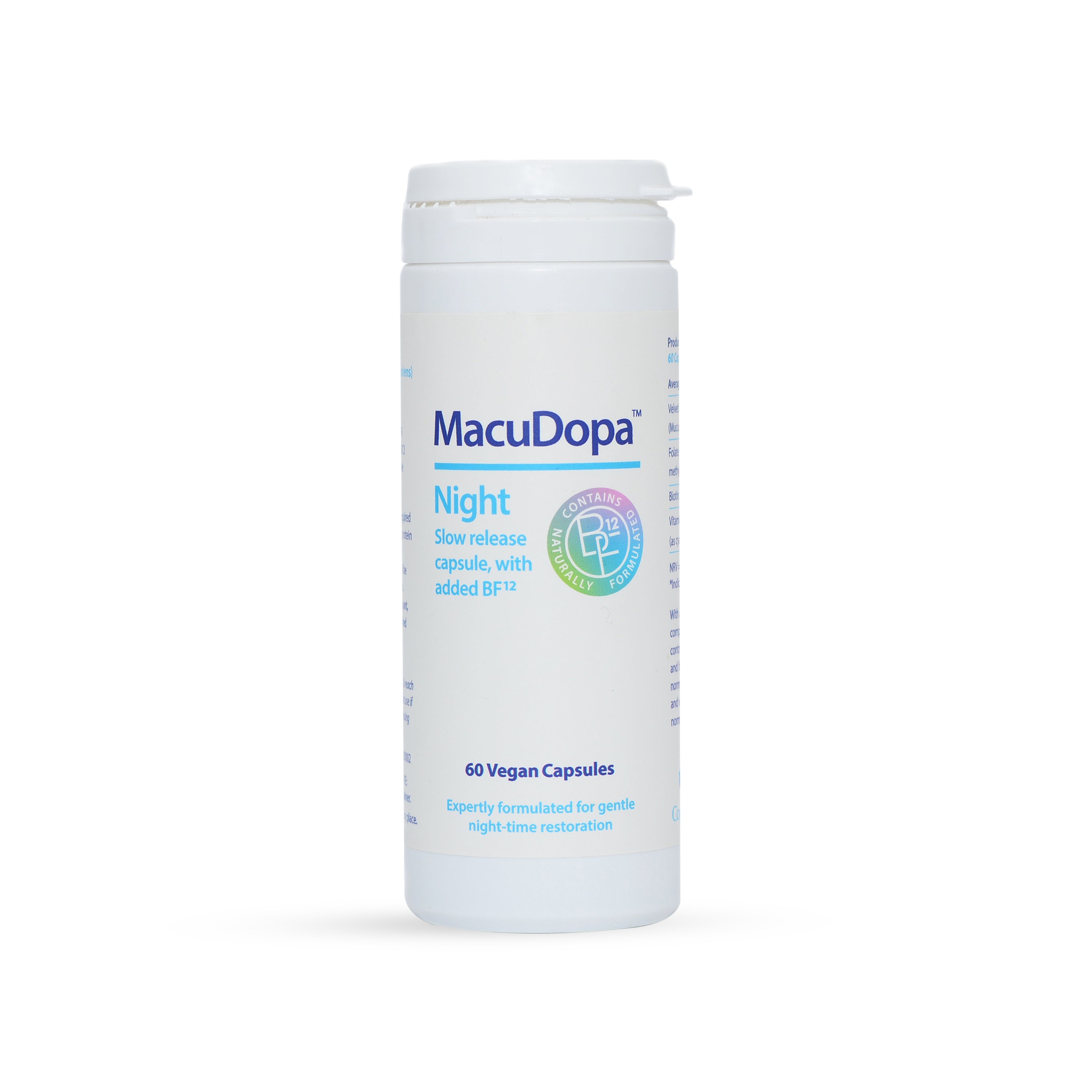 MacuDopa Night supplement container on a white background