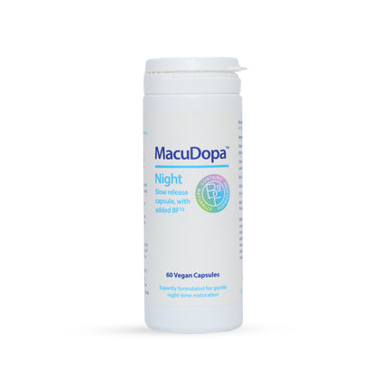 MacuDopa Night supplement container on a white background