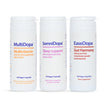 Three supplement containers labeled 'Multidopa', 'SomniDopa', and 'EaseDopa' on a white background.